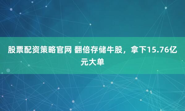 股票配资策略官网 翻倍存储牛股,拿下15.76亿元大单